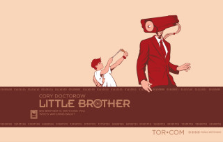 Man suit red object woman - dystopian art free wallpaper