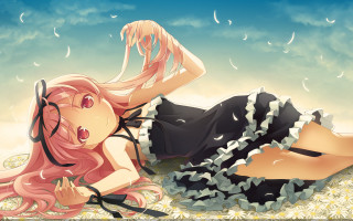 Girl laying ground knife hand - her hand and another girl free wallpaper