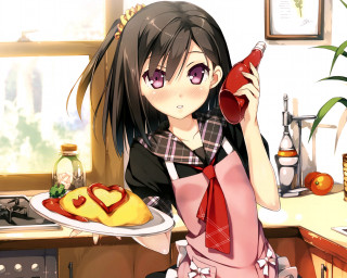 Girl kitchen food wine heart - the plate free wallpaper