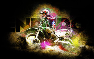 Dirt bike rider colorful spray - brian dunlop free wallpaper