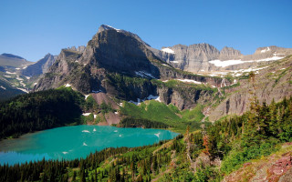 Mountain lake forest sky bridge 3 - the top of it free wallpaper