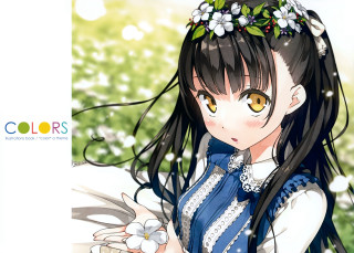 Girl long hair flower hand 2 - long hair and a flower free wallpaper