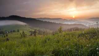 Mountain sunset field clouds landscape - beautiful landscape free wallpaper