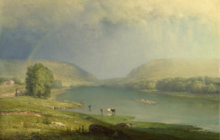 Lake rainbow cattle hudson pleinair - asher brown durand free wallpaper