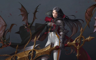 Woman dragon wings armor battle - league of legends concept art free wallpaper