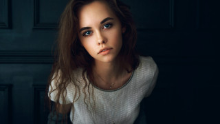 Blue eyes white shirt portrait - free portrait wallpaper
