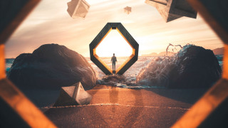 Beach illusion mirror man 3d - abstract illusionism free wallpaper
