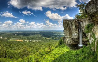 Waterfall cliff valley green trees 2 - balcomb greene free wallpaper