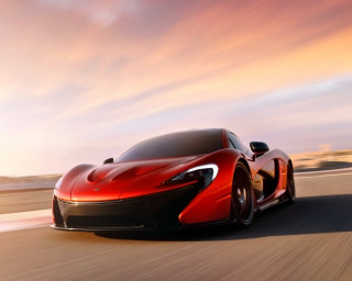 Red sports car sunset road 4 - a sky background free wallpaper for desktop