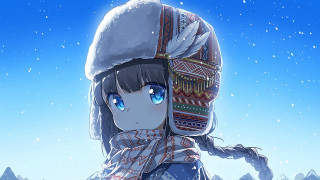 Girl winter hat snow mountain - ayo free wallpaper
