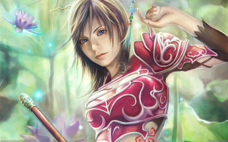 Woman red outfit sword bird 2 - a sword and a bird free wallpaper