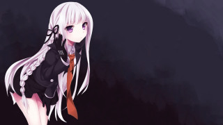 Long white hair girl red - a red tie free wallpaper