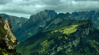 Mountain range green valley cloudy - douglas robertson bisset free wallpaper