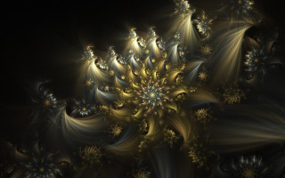 Gold silver flower fractals christmas - gold free wallpaper