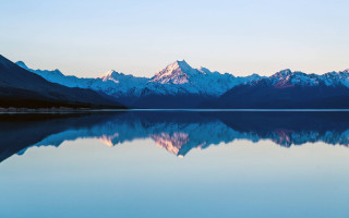 Mountain range reflection sunset minimalism - a still lake free wallpaper