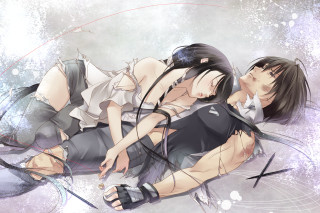 Anime couple bed snow background - a bed together free wallpaper