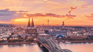 Bridge river city sunset train - sunrise time free wallpaper