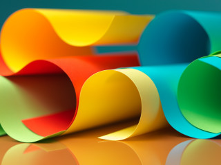 Colorful tubes tabletop blue background - paper texture free wallpaper