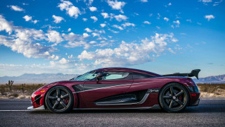 Red sports car cloudy sky 15 - the side of the road free wallpaper