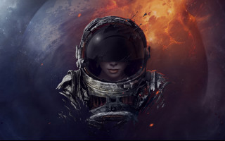 Space astronaut fireball starry sky - a fireball free wallpaper