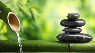 Bamboo pipe rocks water flow - the top free wallpaper