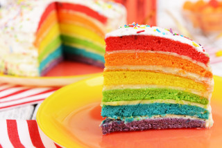 Rainbow cake slice plate fork - a slice free wallpaper