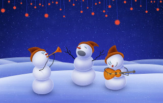 Snowmen instruments night stars snowflakes - the ceiling free wallpaper