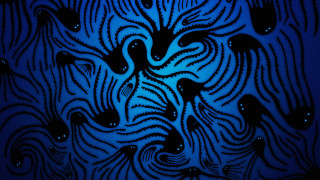 Blue silhouette bubbles swirls bioluminescence - bioluminescence free wallpaper