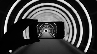 Tunnel photograph cellphone blackwhite anamorphic - daniel lieske free wallpaper