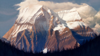 Mountain snowy trees cloudy sky - christophe vacher free wallpaper