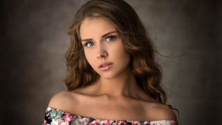 Woman long hair floral dress - free portrait wallpaper
