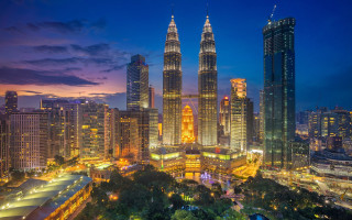 Malaysia city skyline night lights - tall building free wallpaper