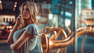 Woman fence cellphone dress necklace - portrait photography free wallpaper for desktop