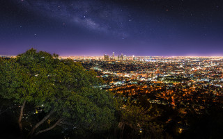 City lights stars forests moon - elbridge ayer burbank free wallpaper