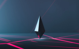 Black object pink light lowpoly - a pink light free wallpaper