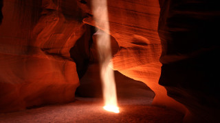Desert canyon slot light beam - volumetric free wallpaper