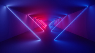Long hallway neon lights red - light and space free wallpaper