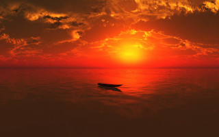 Boat water sunset cloudy sky - sunset free wallpaper