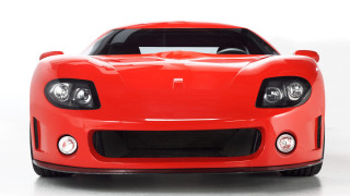 Red sports car black stripe 3 - the front of the car free wallpaper