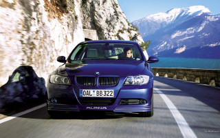 Blue car mountain road woman - a blue car free wallpaper