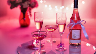 Wine glasses bottle flower vase - product photography free wallpaper for desktop