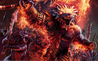 Demonic demon flaming sword fire - a fire free wallpaper