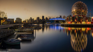 Vancouver ferriswheel cityscape night water - bruce munro free wallpaper
