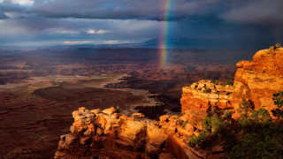 Rainbow canyon river autumn fire - a matte painting free wallpaper