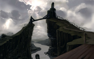 Bridge water sky clouds man - a ledge free wallpaper