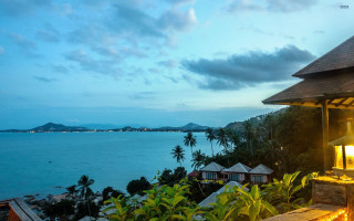 House ocean night lights panorama - bruce munro free wallpaper