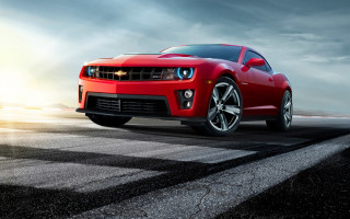 Red sports car road sky 3 - the car free wallpaper
