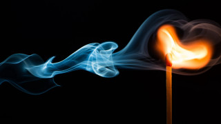 Matchstick burning blue flame smoke - a matchstick free wallpaper