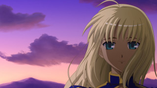 Blonde girl purple sky mountains - cloud and mountains free wallpaper