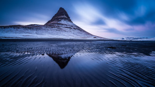 Mountain reflection night sky clouds - a reflection free wallpaper